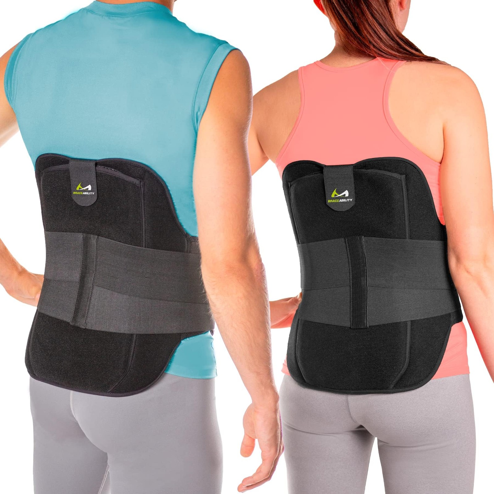 BraceAbility LSO Back Brace for Women and Men – Medical-Grade Large, Black
