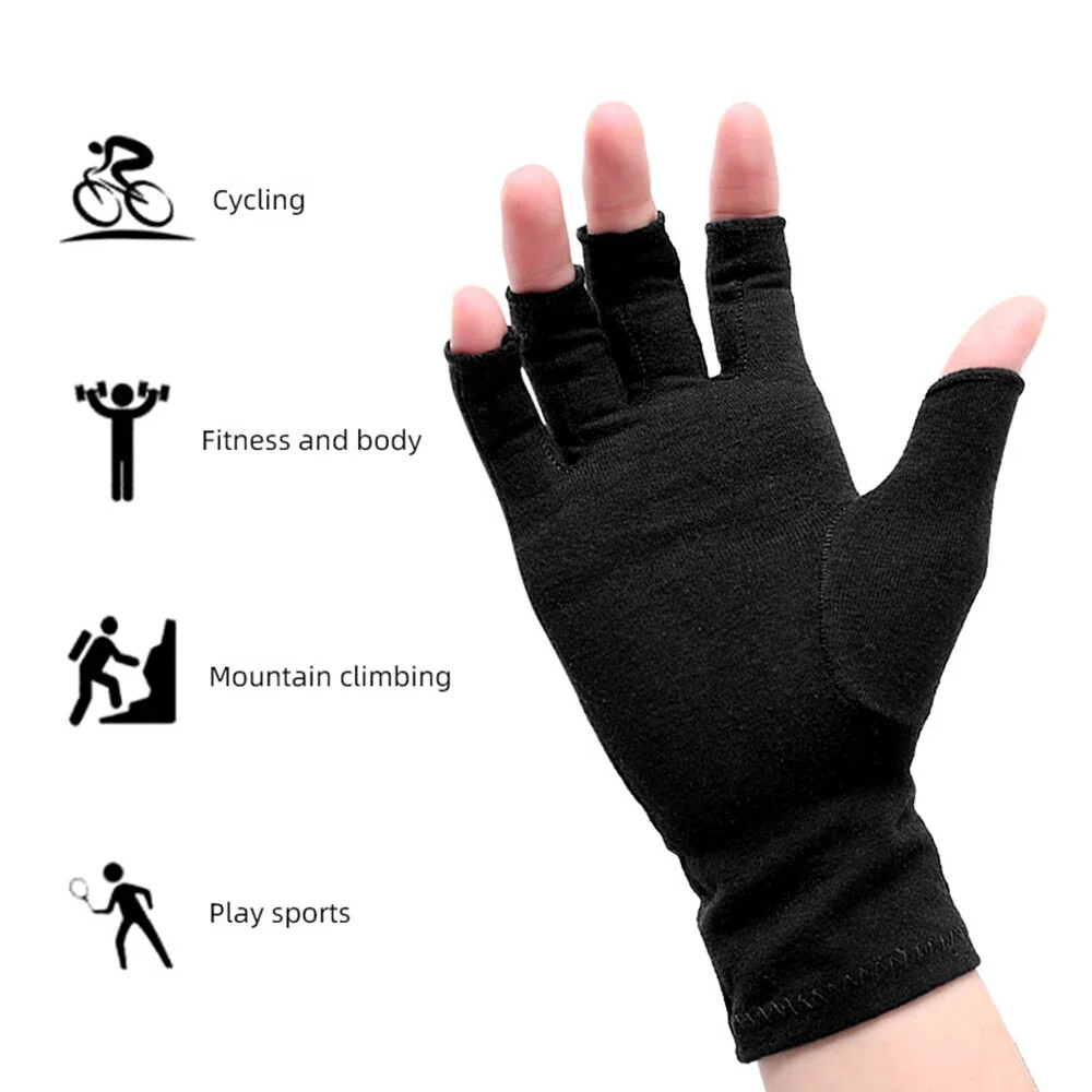 2 Pair Unisex Arthritis Compression Gloves Relieve Muscle Pain Fingerless Gloves