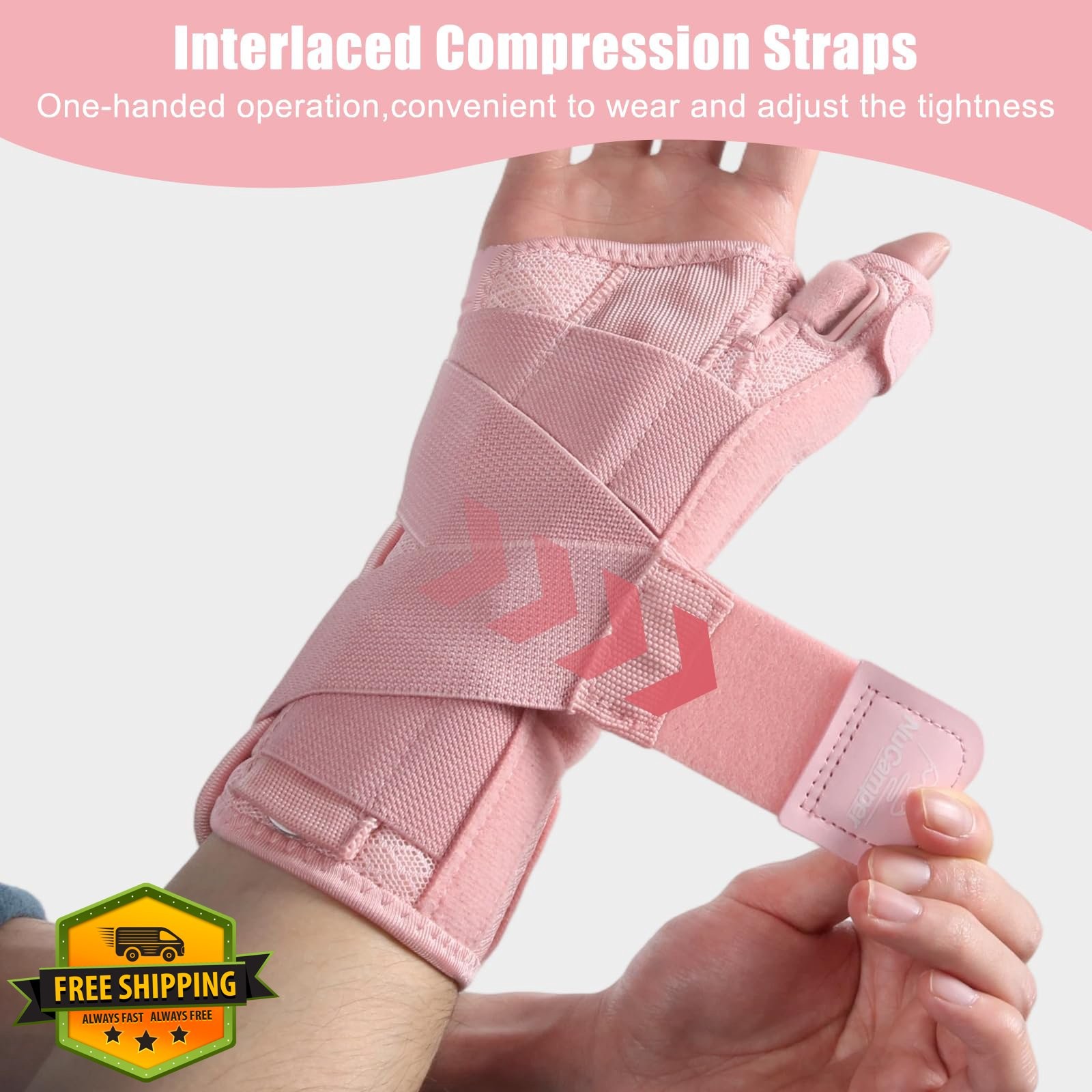 NuCamper Left Pink L/XL Carpal Tunnel Brace