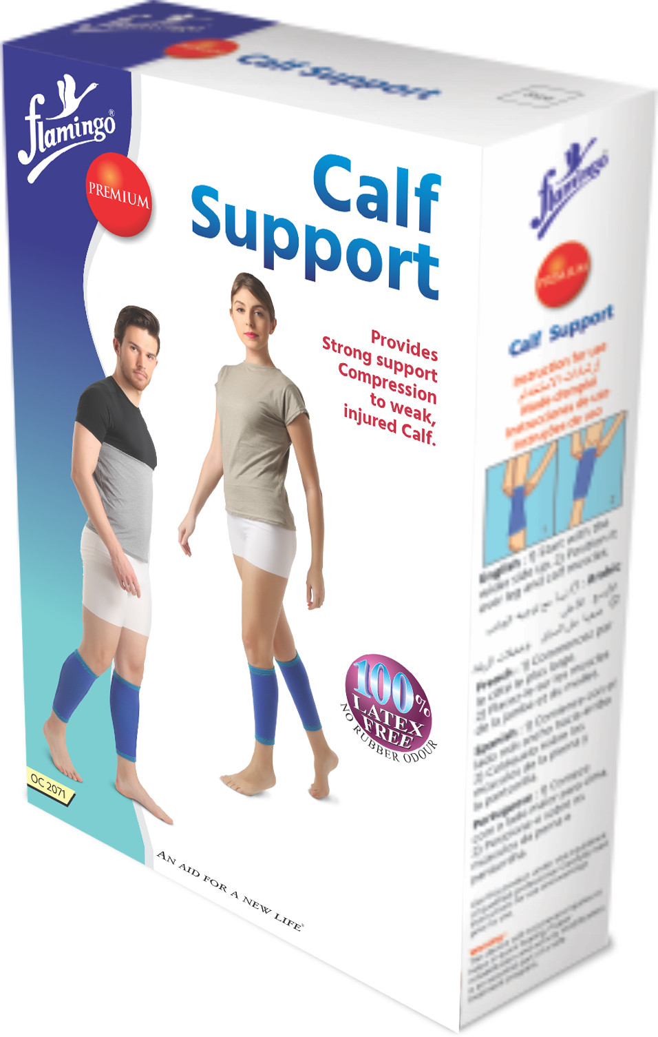 Flamingo Premium Calf Support – Easy Application, 4-Way Stretch Fabric, Blue