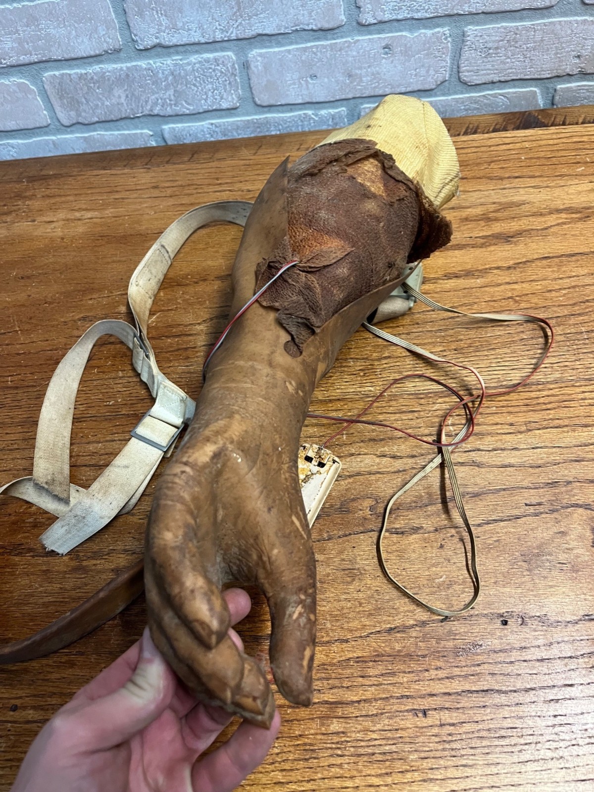 Vintage Prosthetic Arm Left Hand Mechanical Rubber Covered Medical Oddity AS-IS