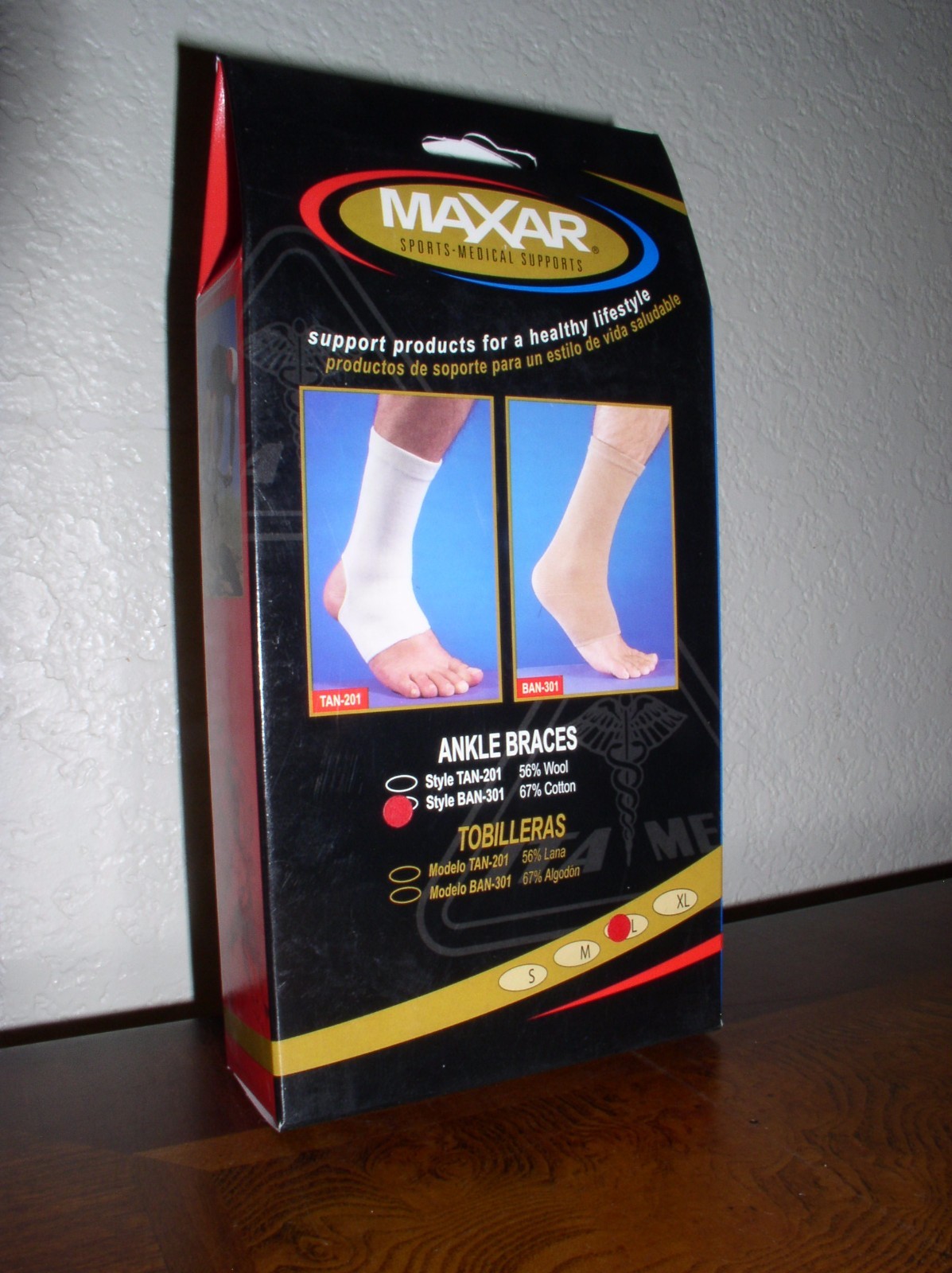 NEW! – MAXAR Cotton/Elastic Ankle Brace LARGE (67% Cotton): BAN-301