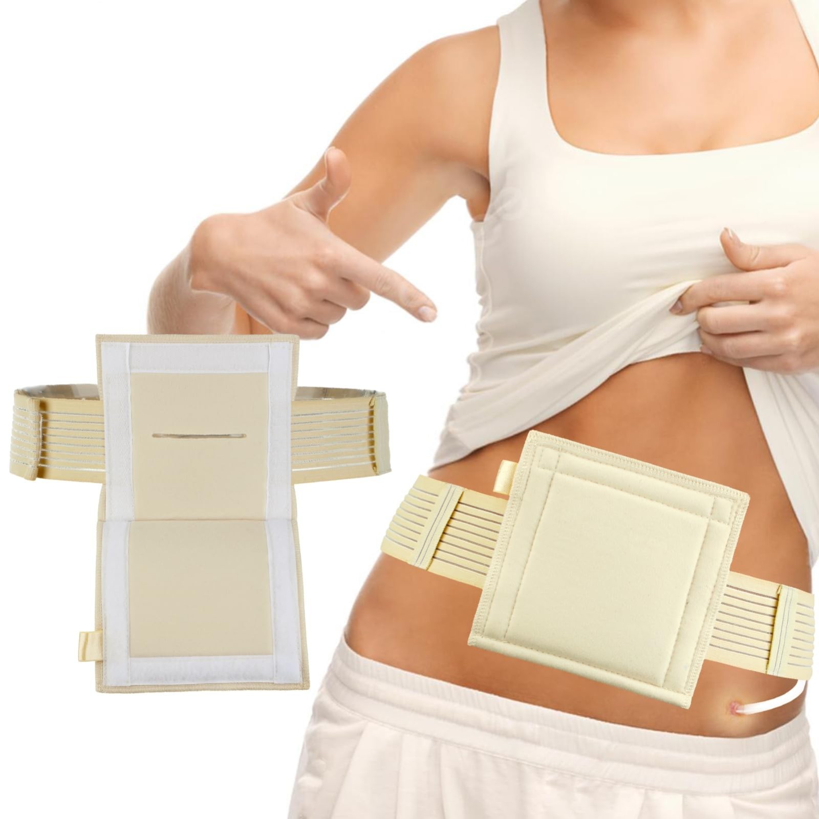 2 Pack Feeding Tube Holder Belt Breathable Beige with Slit for G Tube J Tube