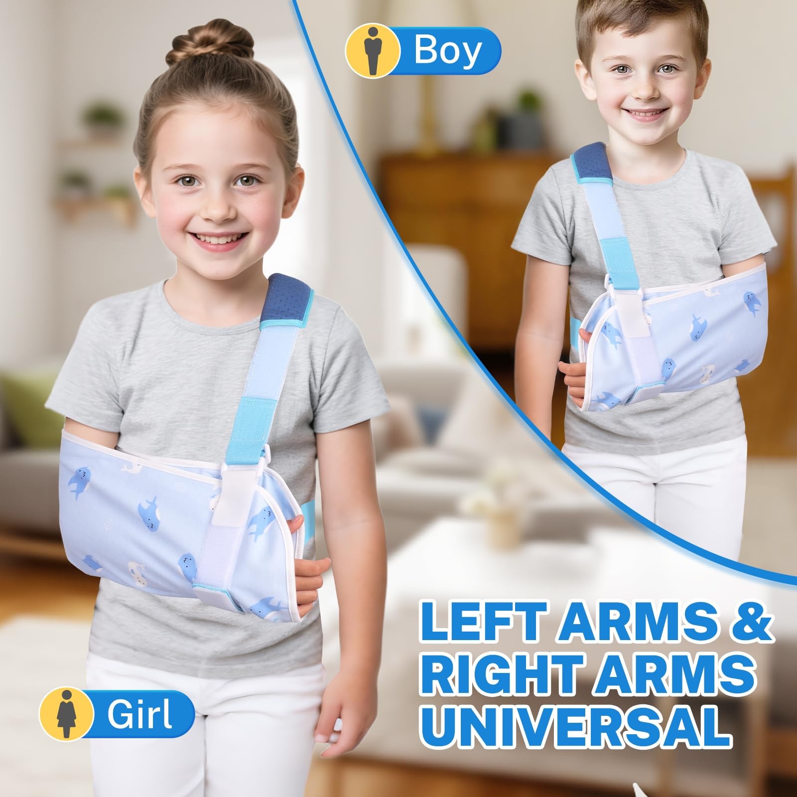 Arm Sling Children Adjustable Shoulder Immobilizer Whale Print XS Soft Pad