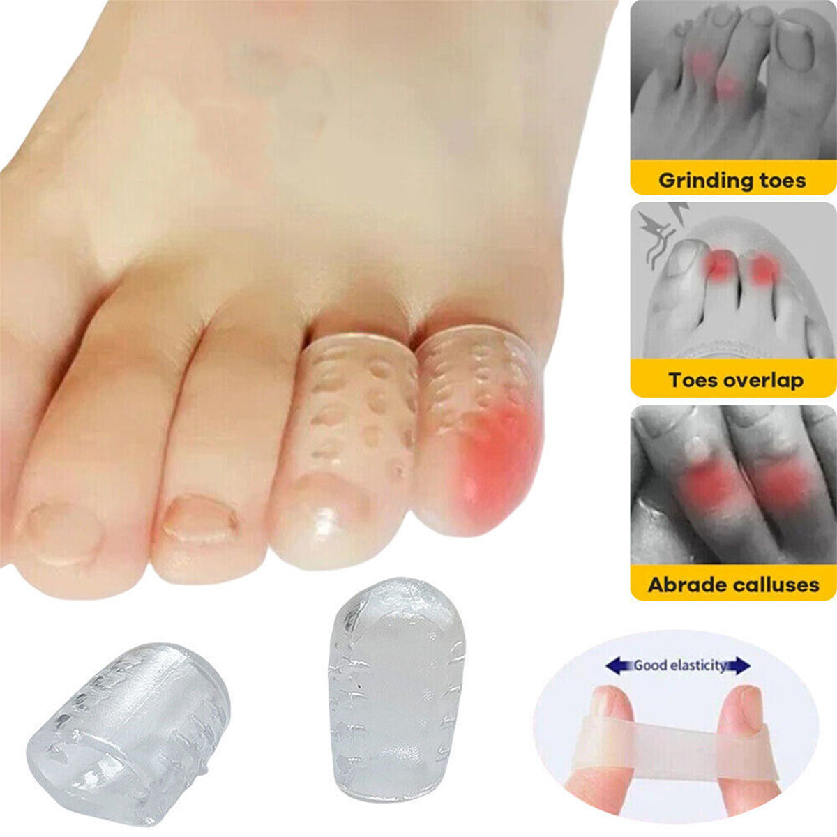 20pcs Silicone Toe Caps Anti-Friction Breathable Toe Protector Prevents Blisters