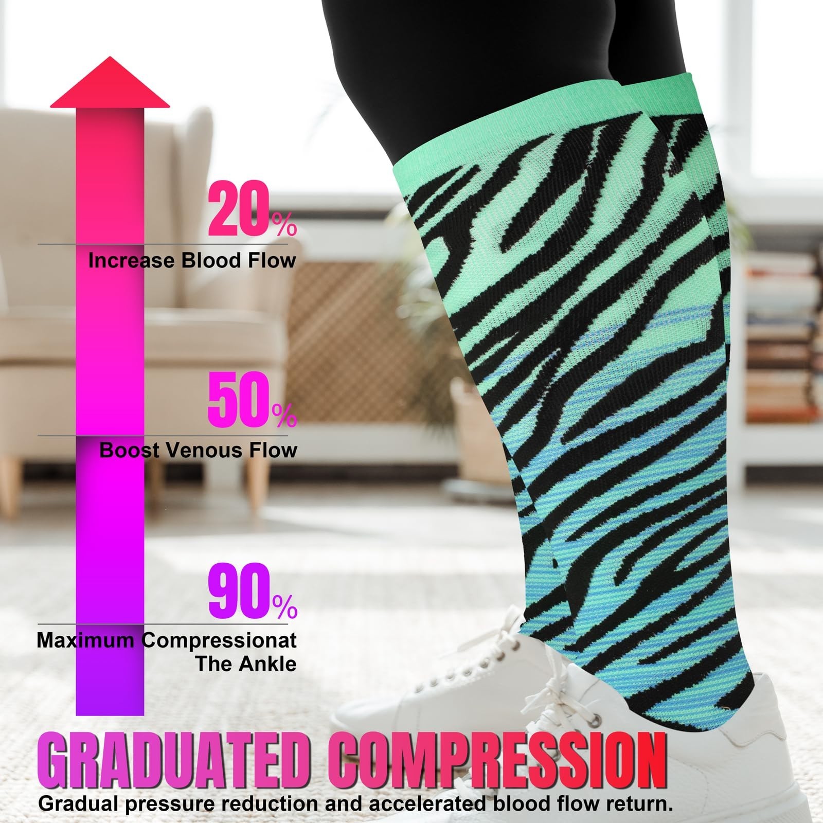 Plus Size Compression Socks 20-30 mmHg for Women & Men – Extra Wide Calf Support