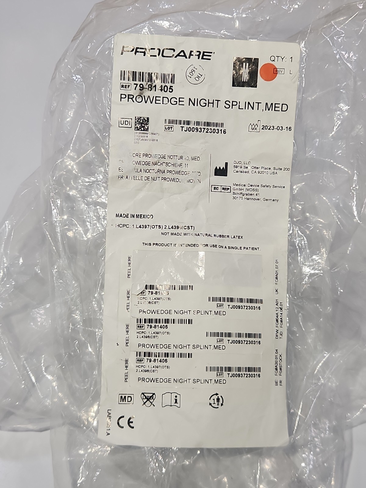 ProCare ProWedge Night Splint Medium — Brand New Plantar Fasciitis