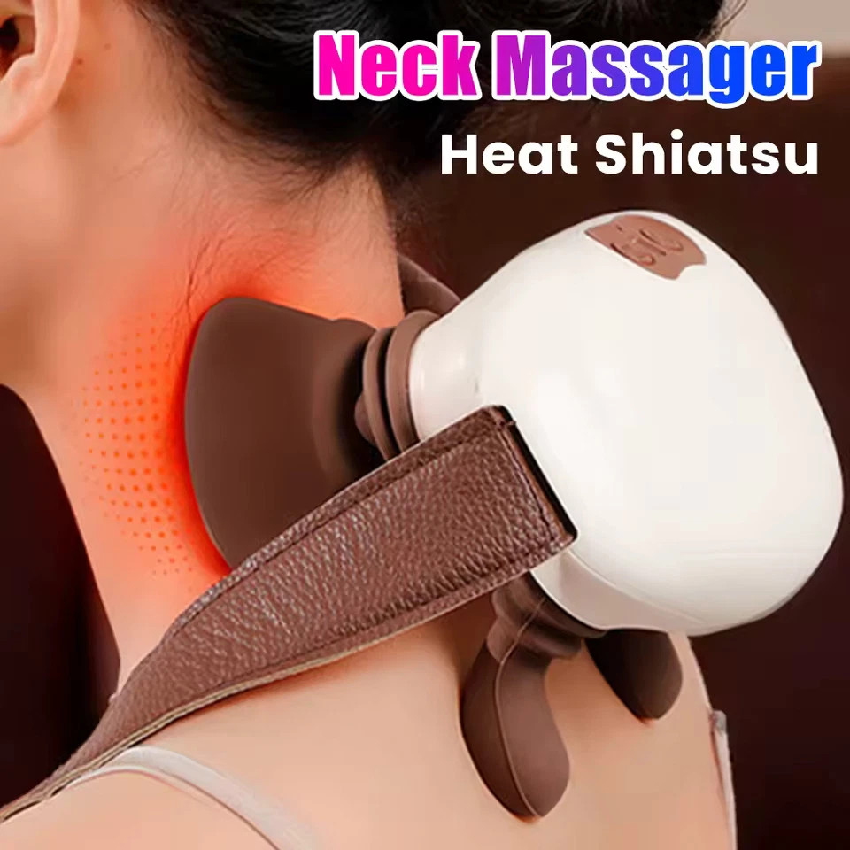 Portable Heated Neck Massager – Deep Kneading Shiatsu for Shoulder & Upper Back