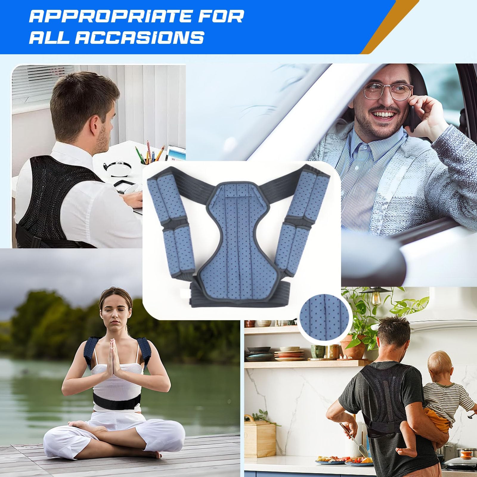Avaneeny Posture Corrector Women & Men, Adjustable Back Brace Neck Shoulder