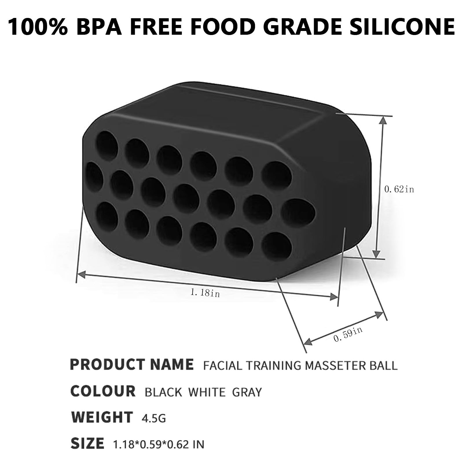 Jawline Exerciser for Man and Woman 3 Resistance Levels (6 pcs) BPA Free Silicon