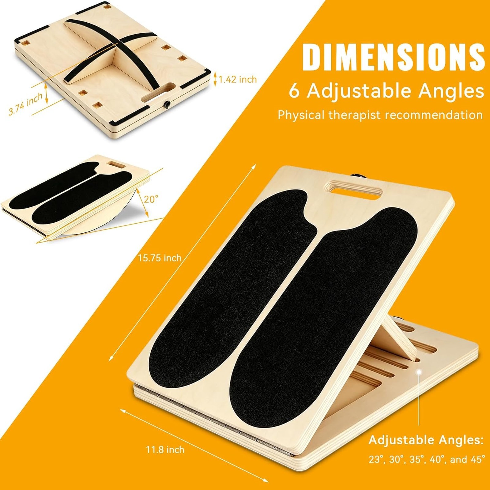 3-in-1 Balance Board with Resistance Bands for Calf Stretches and Mobility