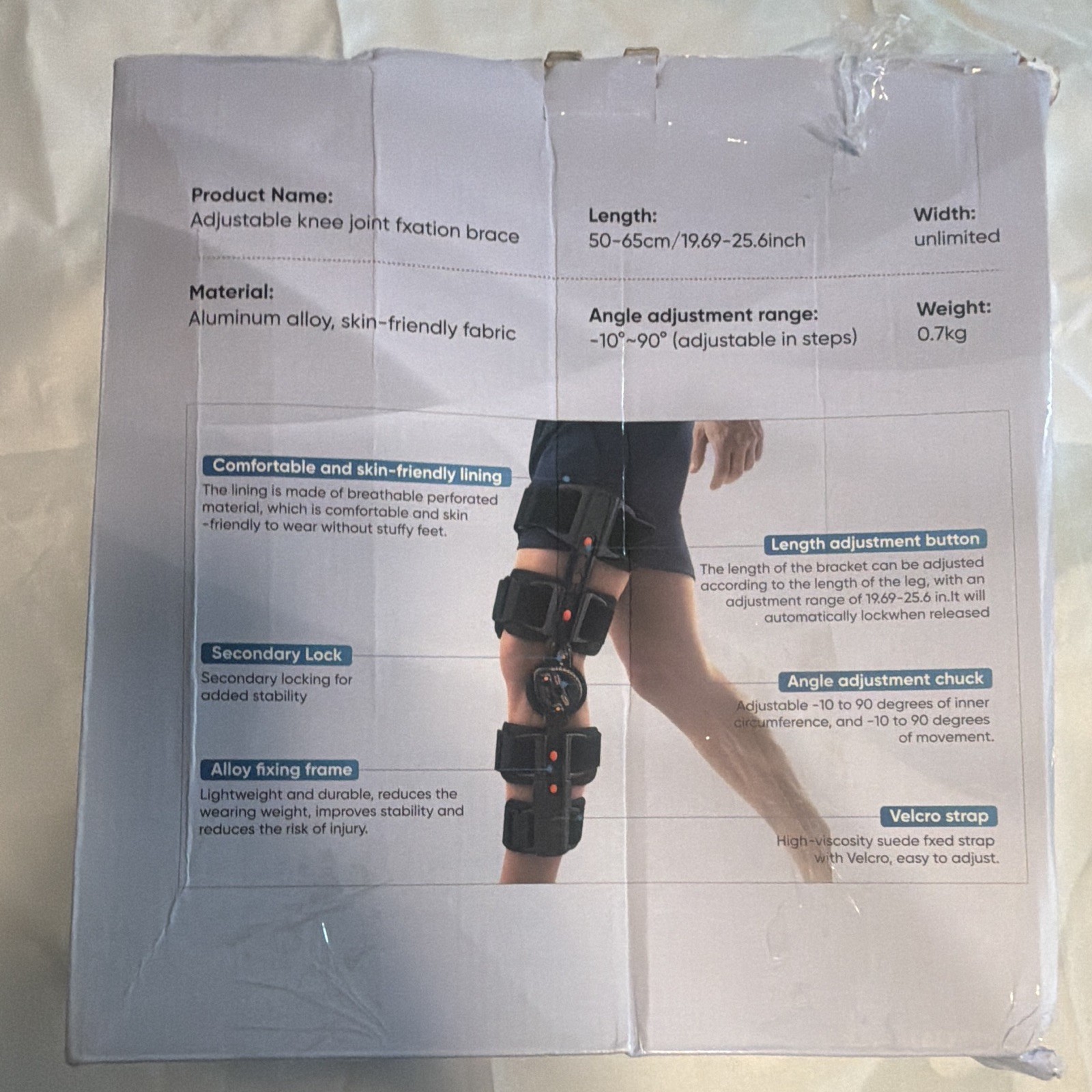 Adjustable Knee Joint Brace Aluminum Alloy Black Stabilization Immobilization