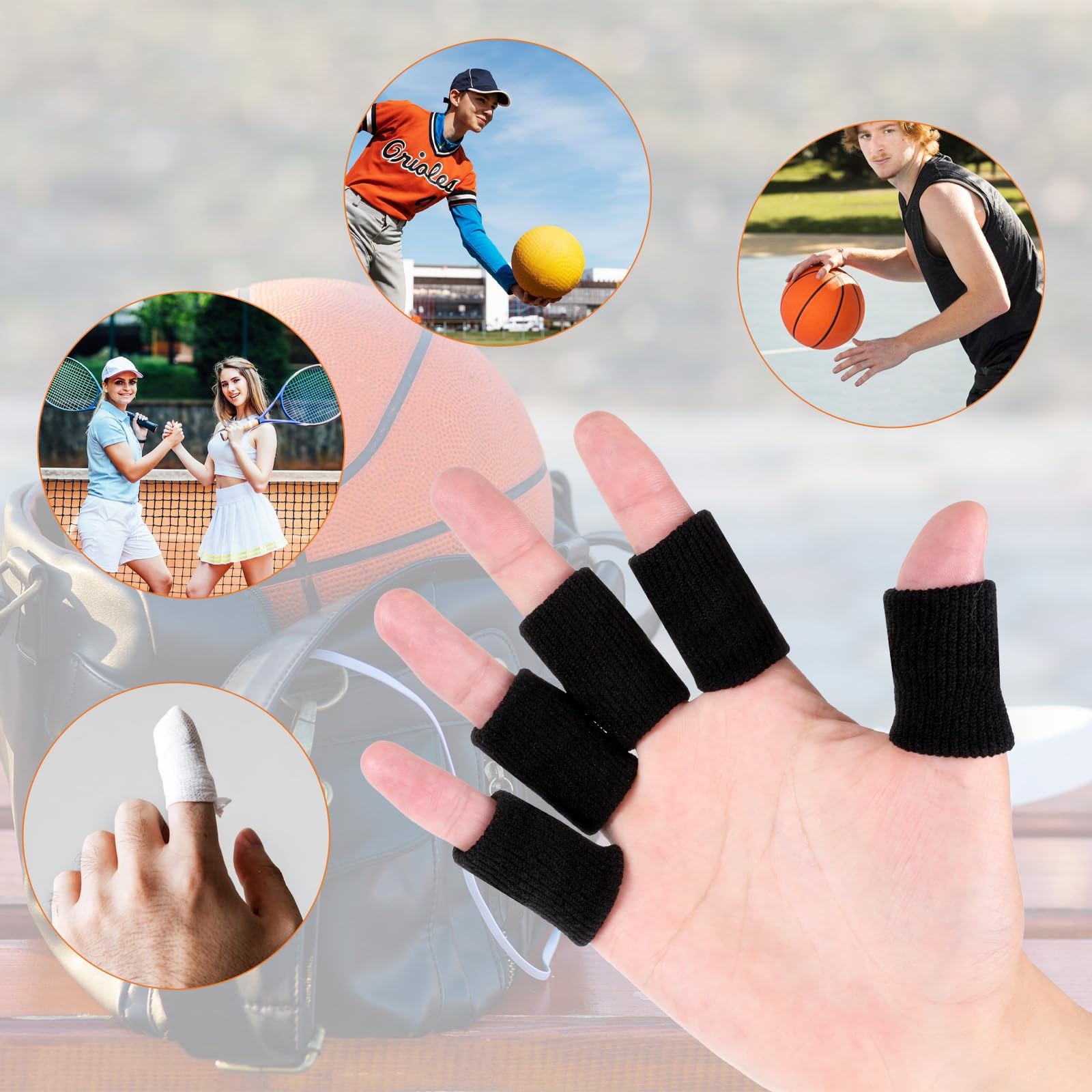 KALIONE 10Pcs Black Sport Finger Sleeves, Sleeves One Size,