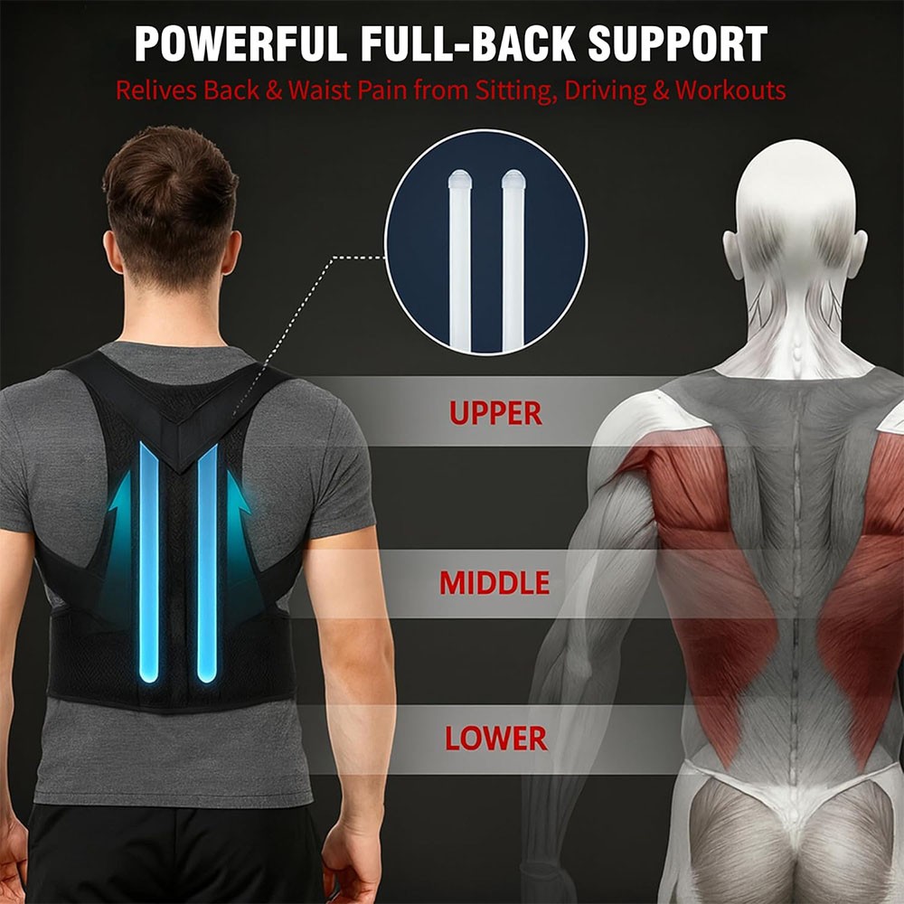 Posture Corrector Back Support for Men and Women Relieve Mid and Full Back Spine