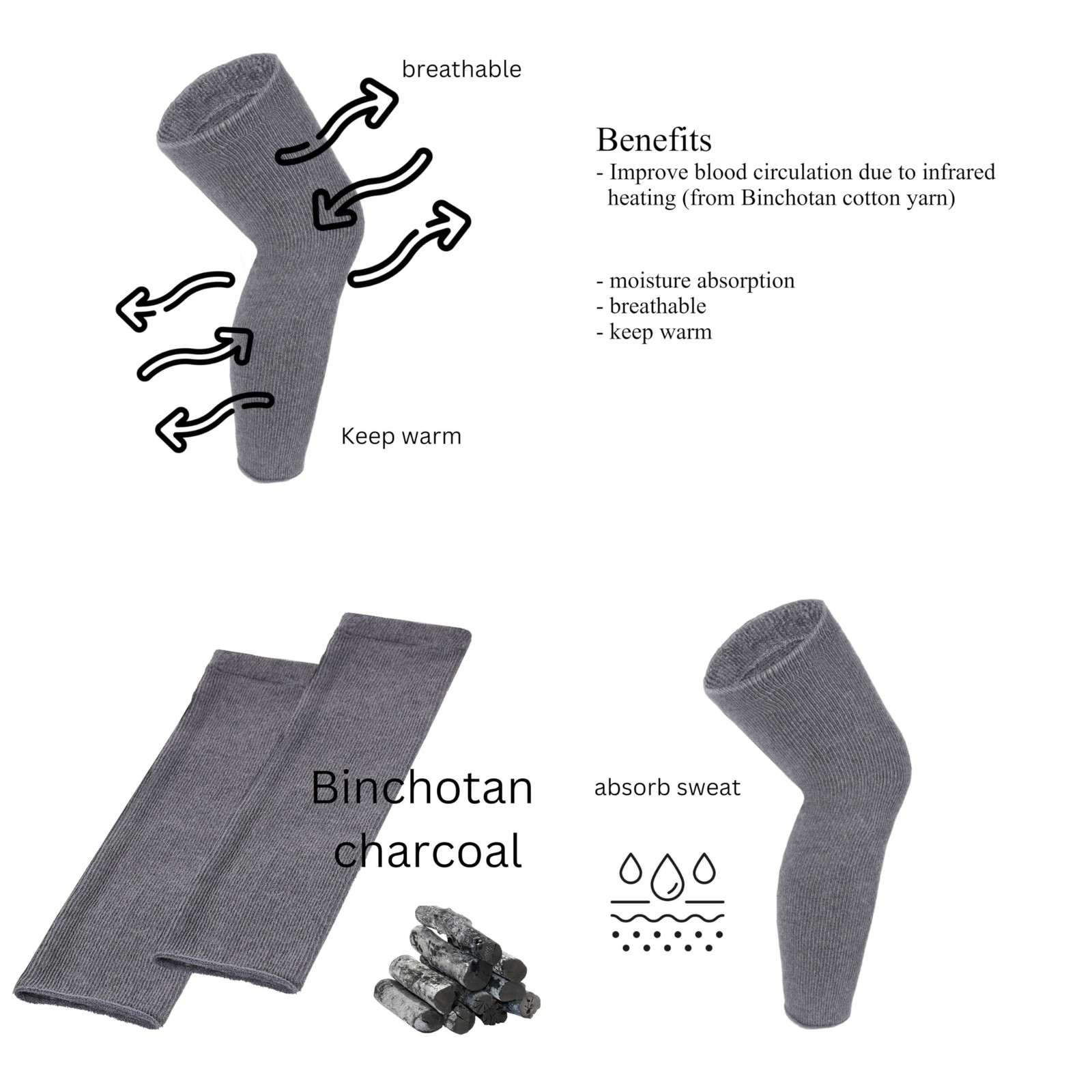 Elastic Cotton Knee Warmers, Long Knee Sleeves for Men and Women – Circulatio…