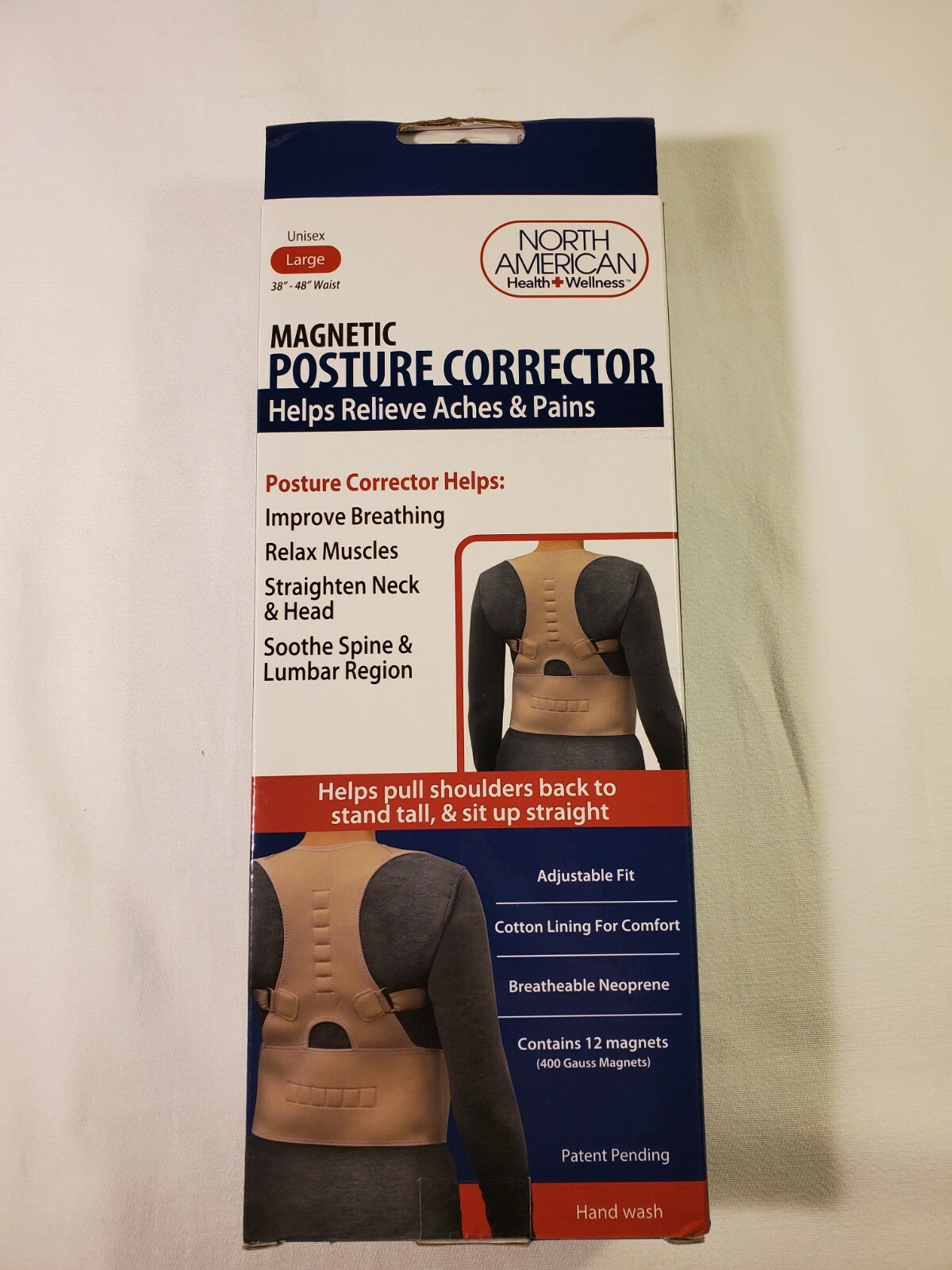Health and Wellness. Magnetic Posture Corrector. Unisex Large. Beige. Adjustable