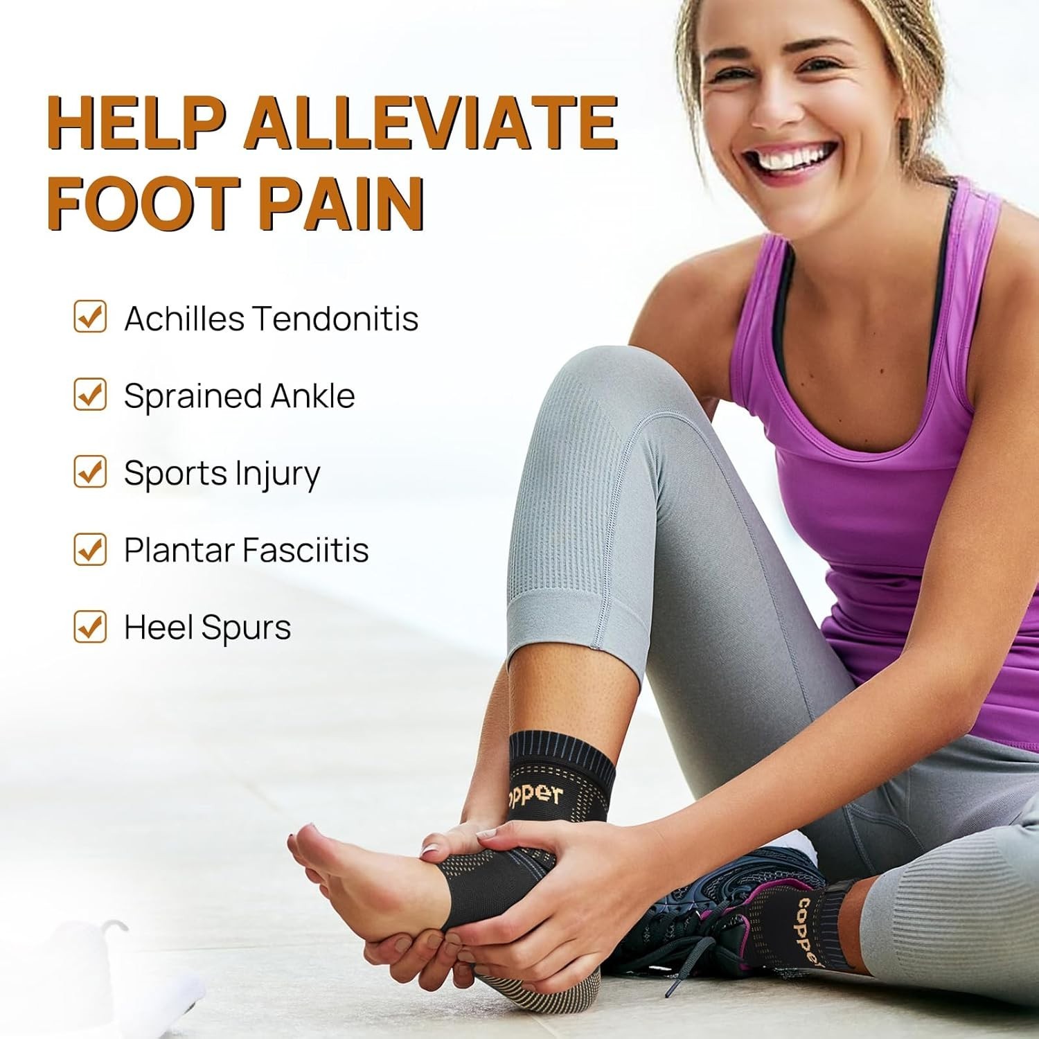 Ankle Compression Sleeve – Copper-Infused Support for Pain Relief (2 Pack)