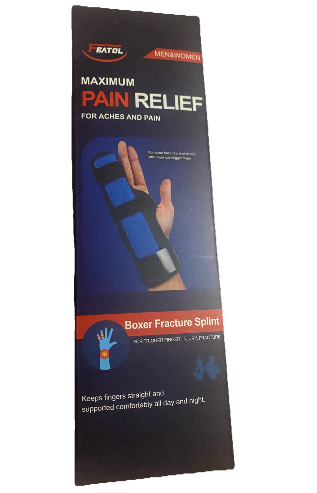Featol Finger Splint Hand Brace | Pinky Finger Splint For Boxer Fractures.XL