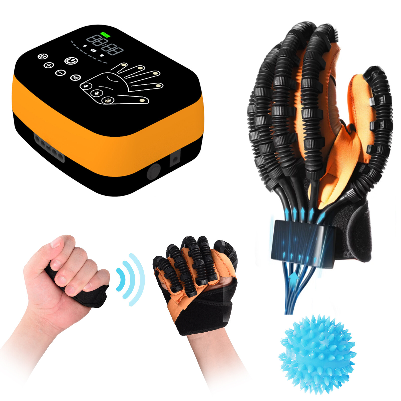 L Rehabilitation Robot Glove Hemiplegia Cerebral Training Finger Recovery, Left
