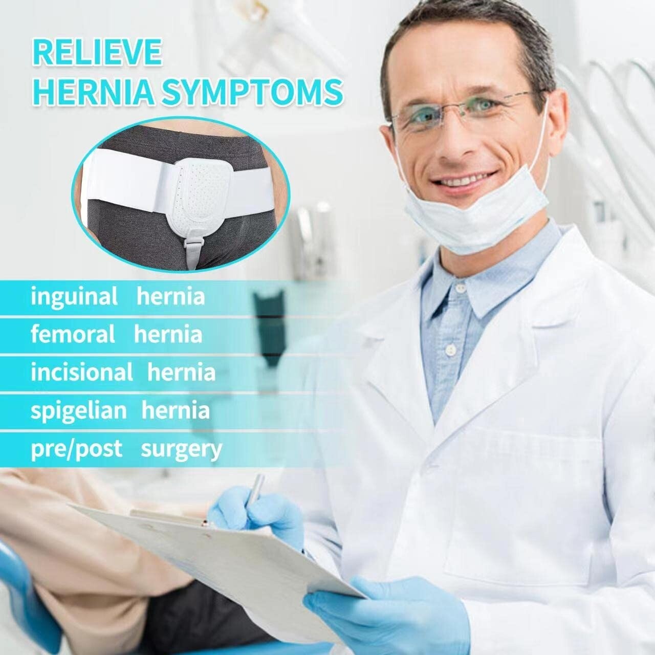 Hernia Support Belt Post Surgery Truss Inguinal Groin Adjustable Waist Strap US