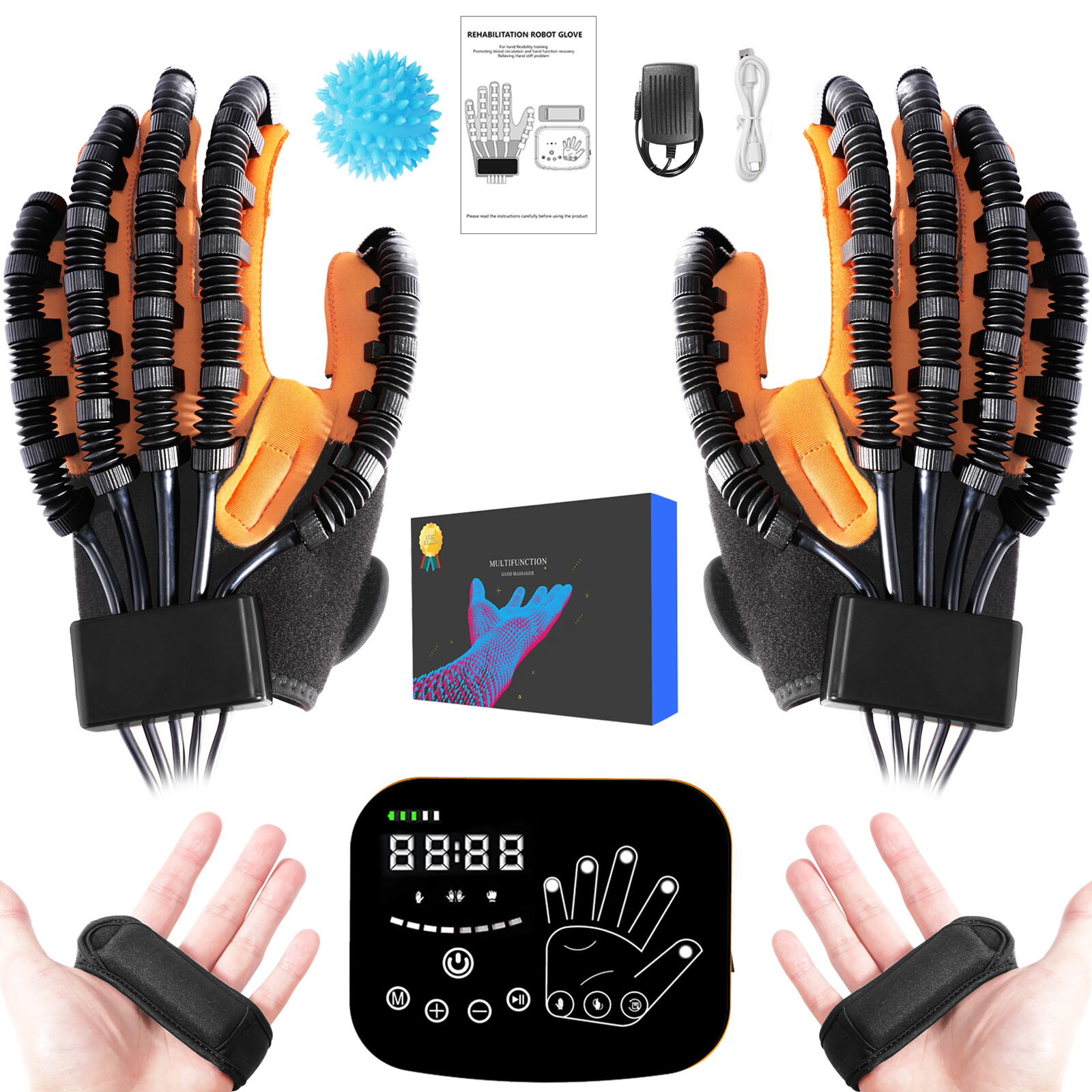 Left+Right Hand Function Rehabilitation Robot Gloves for Finger Stroke Recovery