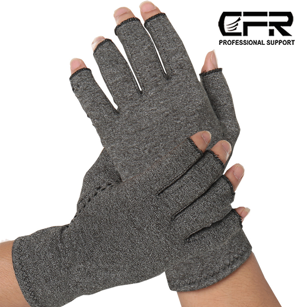 Copper Compression Gloves Anti Arthritis Fingerless Hand Support Pain Relief US