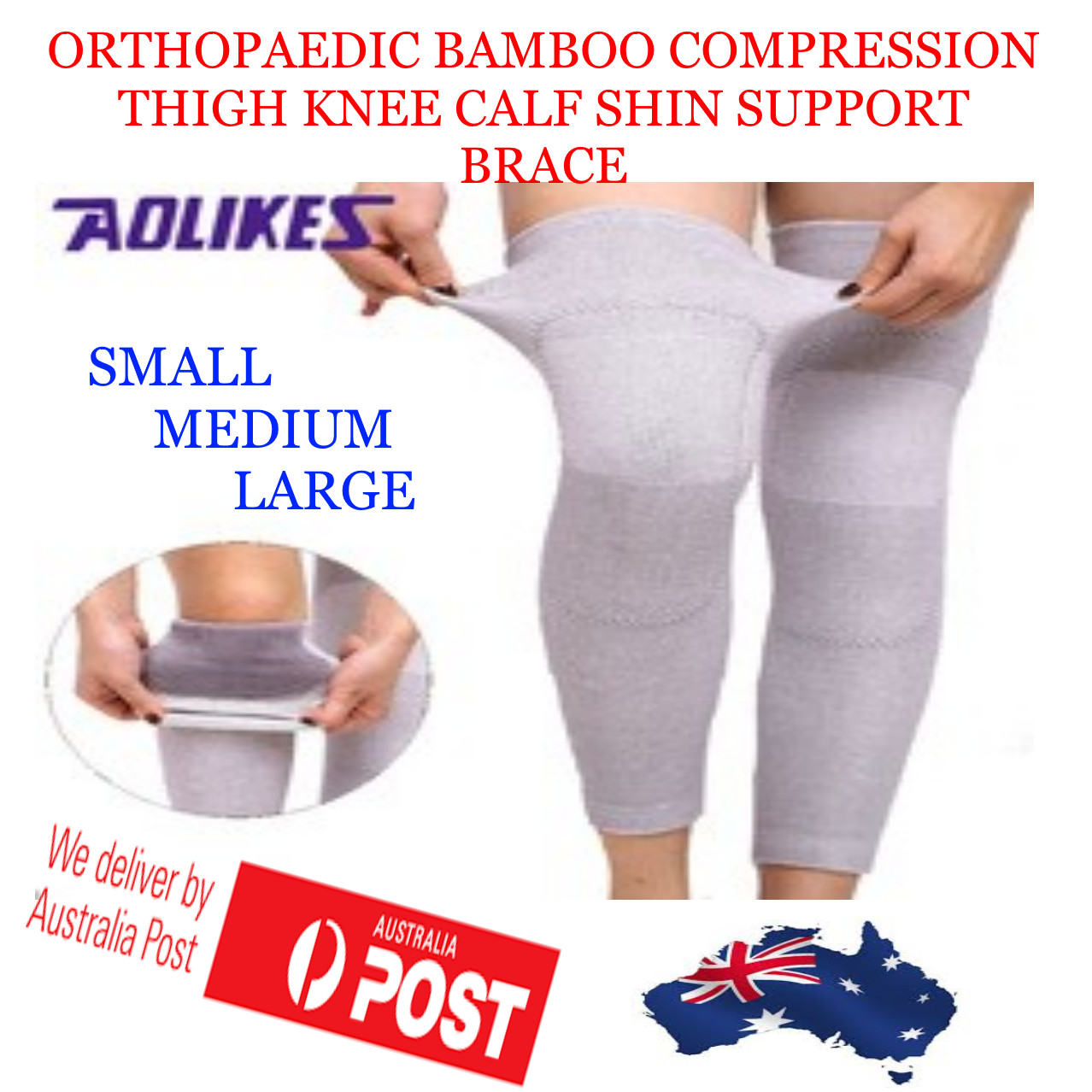 Long Bamboo Charcoal Elastic Leg Thigh Knee Compression Calf Shin Support Sleeve