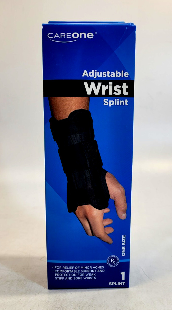 CareOne Adjustable Wrist Splint Brace One Size Support for Pain, Weak or Sore Wr
