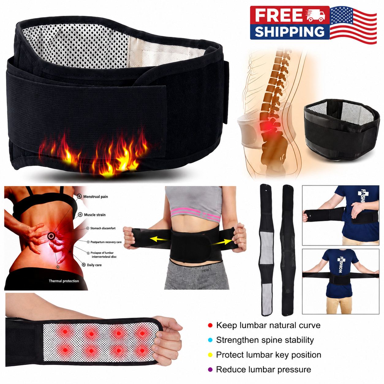 Adjustable Lower Back Brace Lumbar Support Waist Belt Back Support Men Women