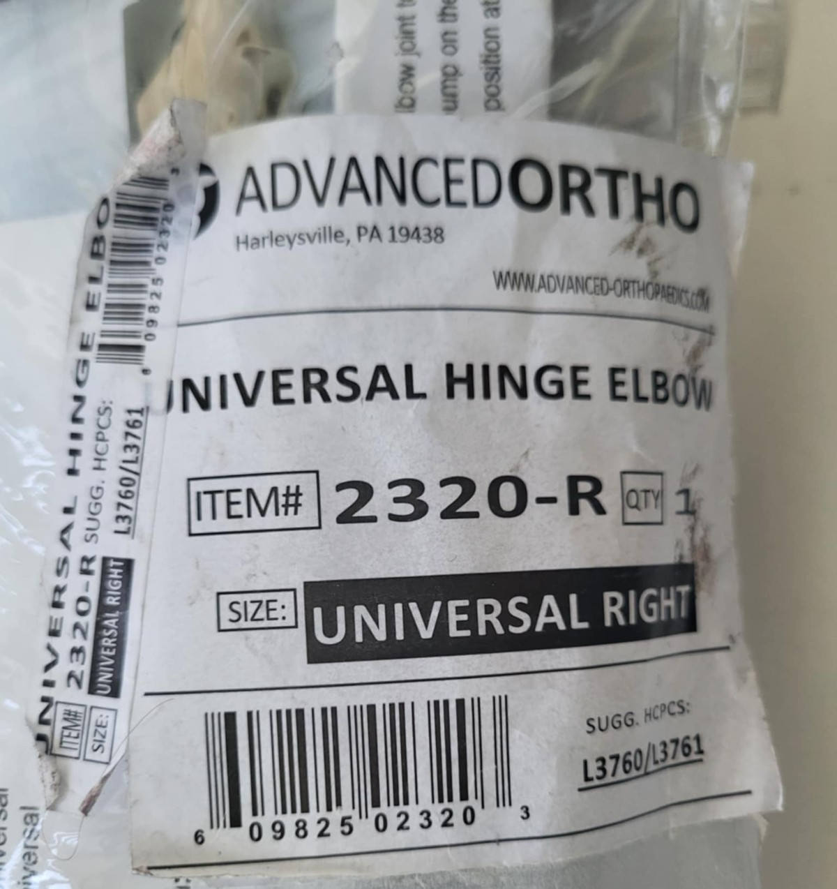 Advanced Ortho Universal Hinge Elbow – Right 2320-R Brand NEW