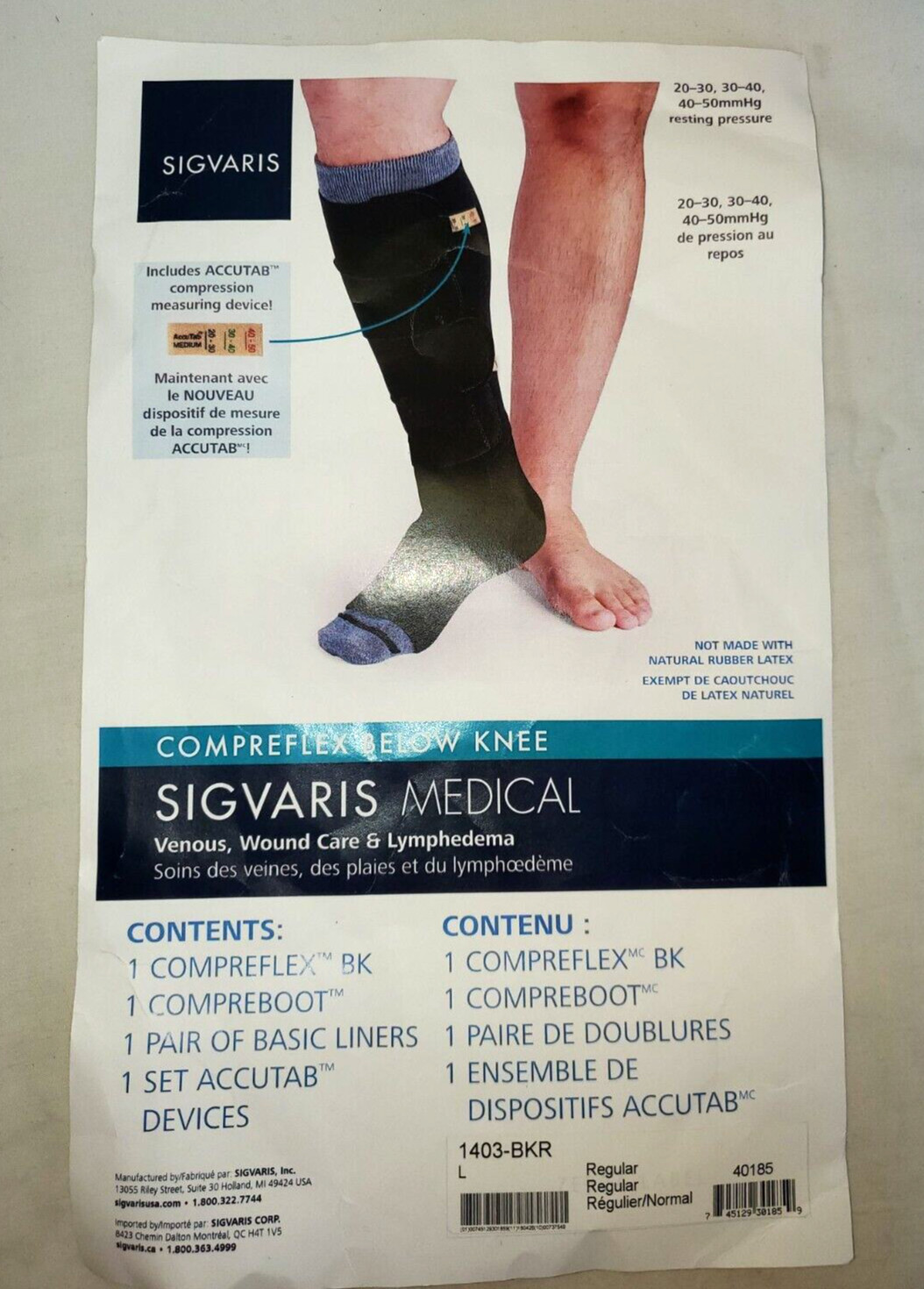 Sigvaris Compreflex Below Knee w/Boot 20-50 mmHg Black Regular 1403-BKR + Liners