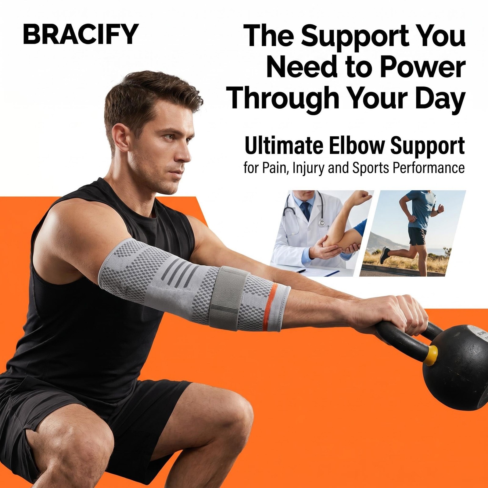 vomex Elbow Brace Support with Adjustable Strap – Double-sided Medium, Skin