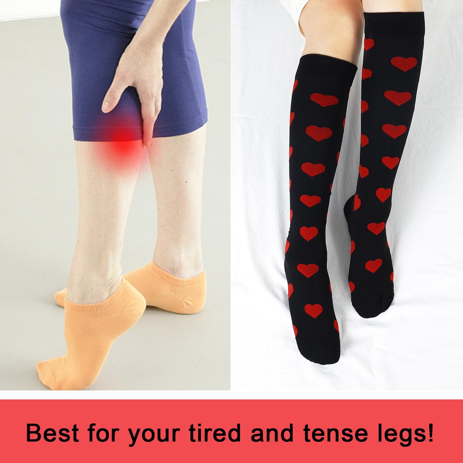 Valentines Day Compression Socks for Women Knee High Heart Socks for Valentin…