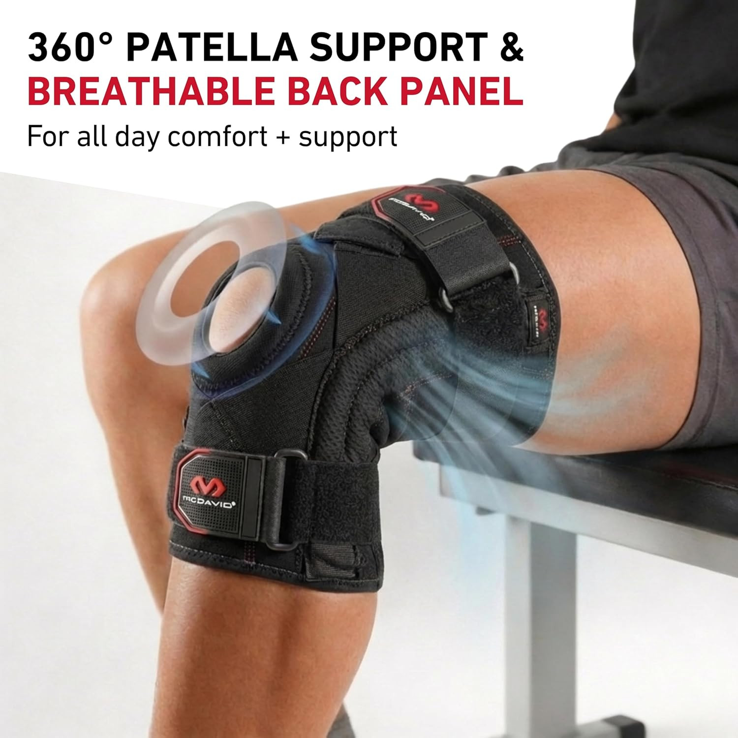 Knee Brace Support with Side Stays, Compression Knee Sleeve & Cross Straps for P