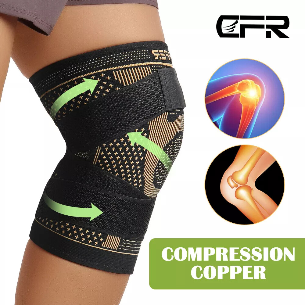 Copper Knee Sleeves Compression Brace Support Sport Joint Pain Relief Arthritis