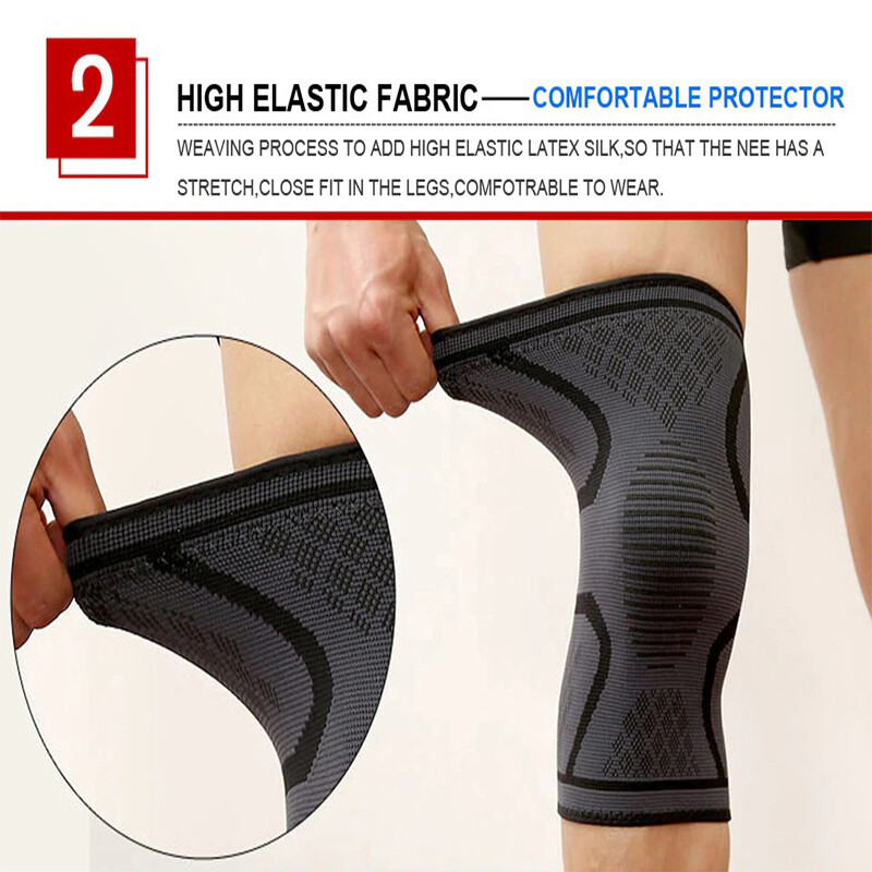1/2Pcs Knee Brace Support Compression Sleeve Arthritis Joint Injury Pain Relief