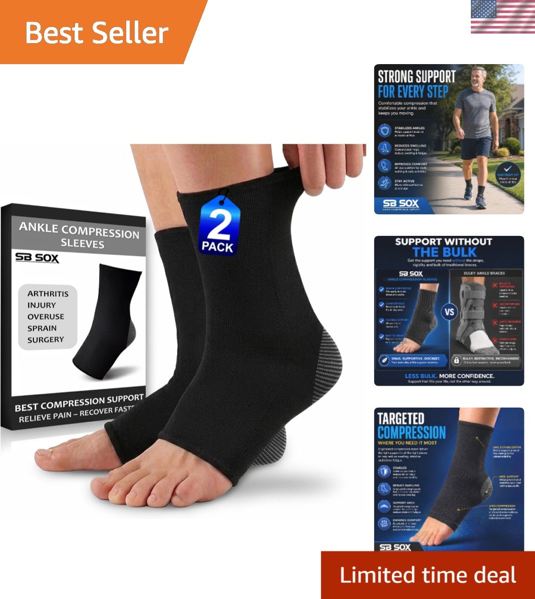 Versatile Ankle Compression Sleeve for Workouts & Everyday Comfort – Medium Size