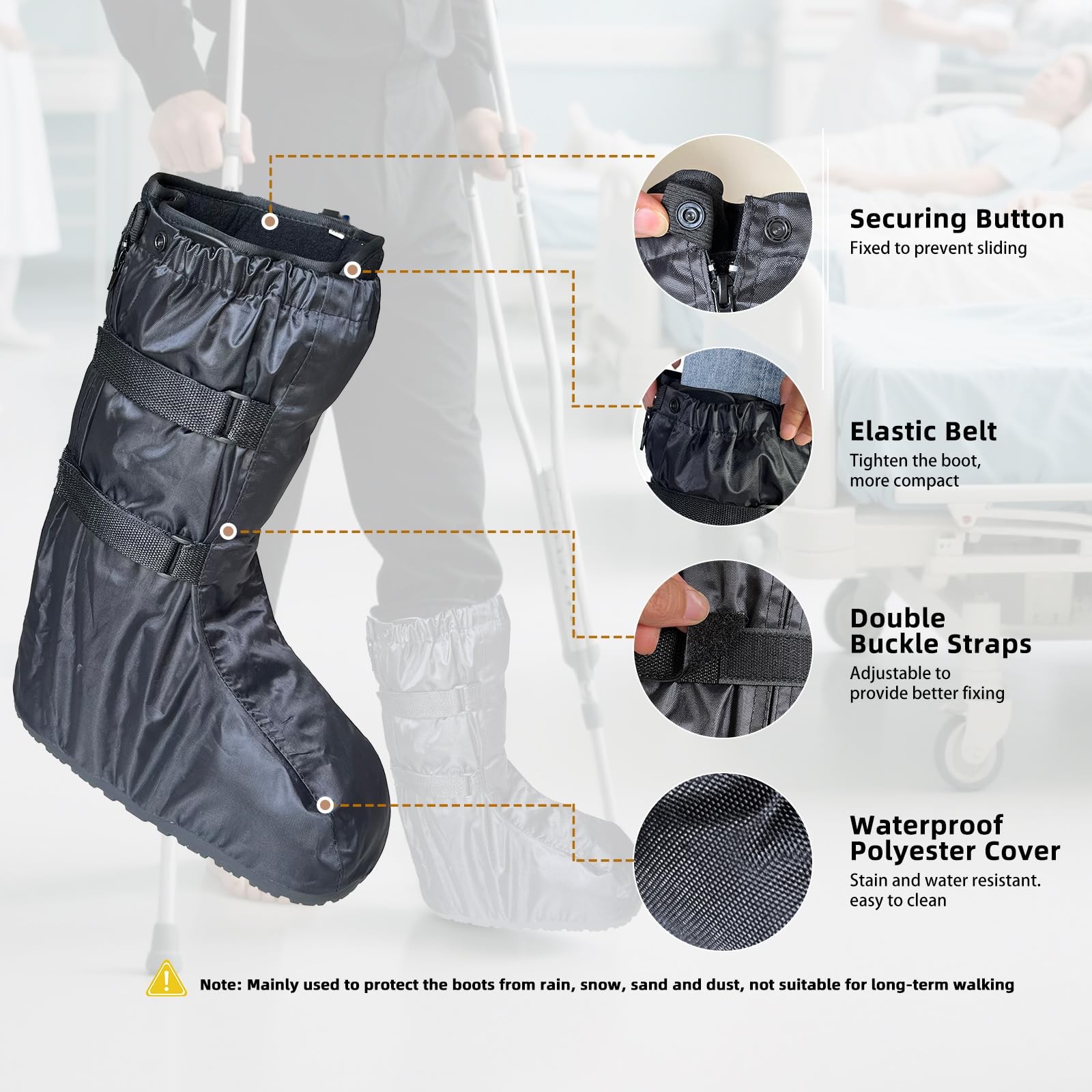 Short Waterproof Walking Boot Cover for Medical and Orthopedic Boots