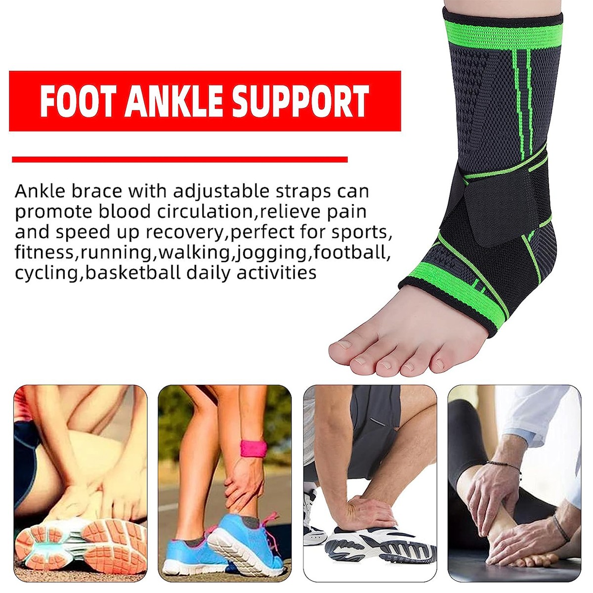 Ankle Braces Strap Sleeves Support 3D Weave Elastic Bandage Foot Protective Gear