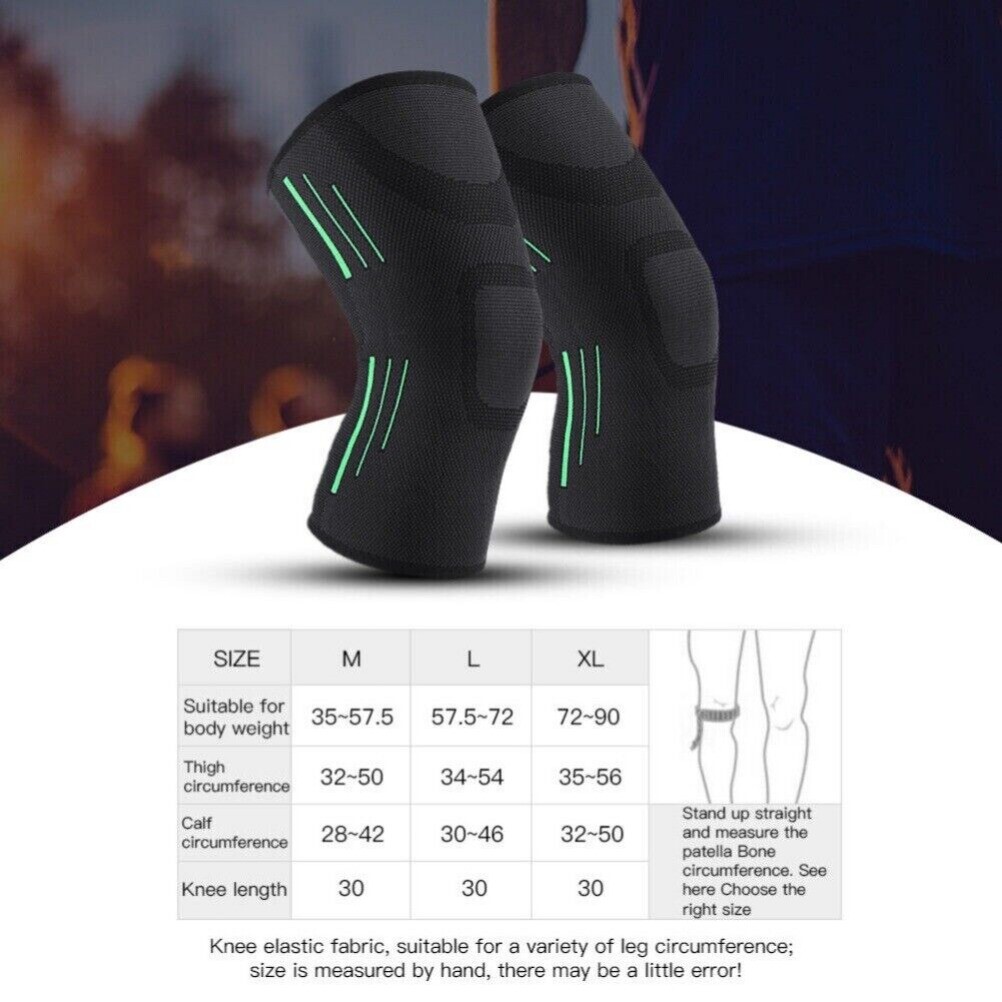 2PCS Knee Brace Sleeve Compression Support Sport Gym Joint Pain Arthritis Relief