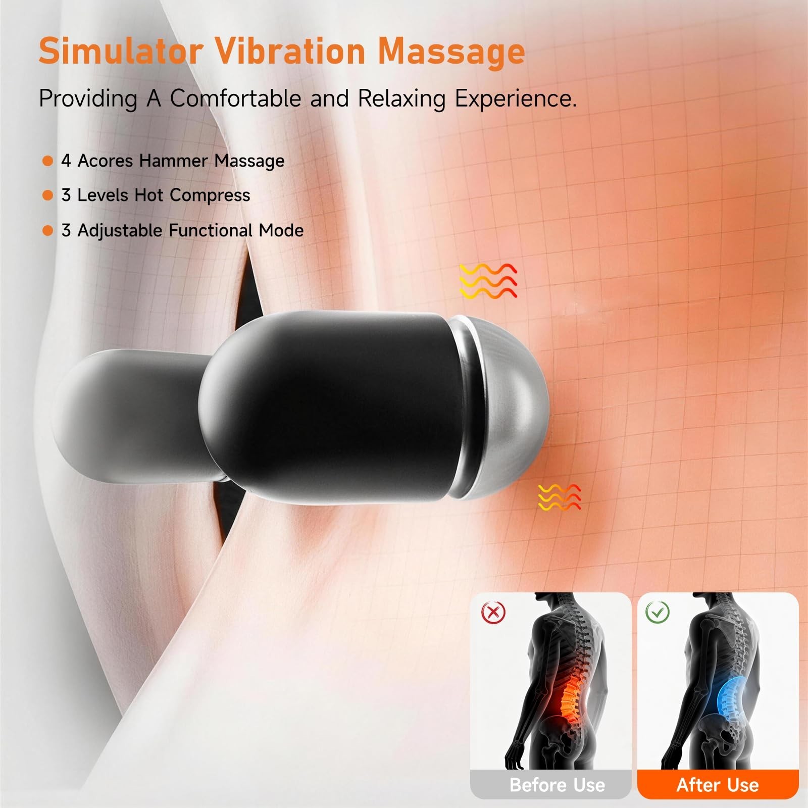3-in-1 Electric Lumbar Support Pillow with Adjustable Height for Bed and Chai…