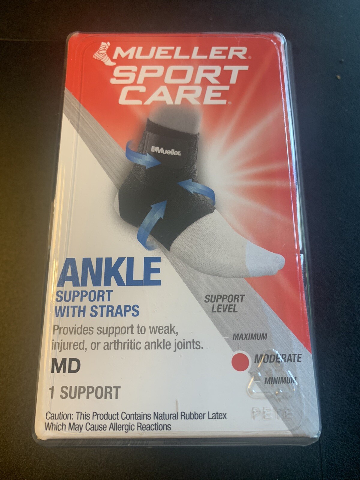 Mueller Sport Care Ankle Support With Straps (Black) Medium*** NEW***