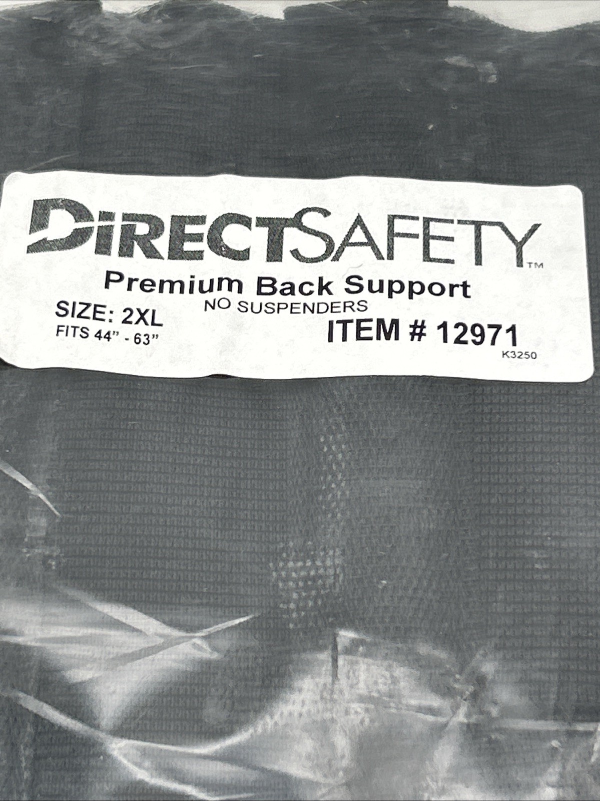 New Direct Safety Premium Back Support 2xl 44”-63”(No Suspenders) Black