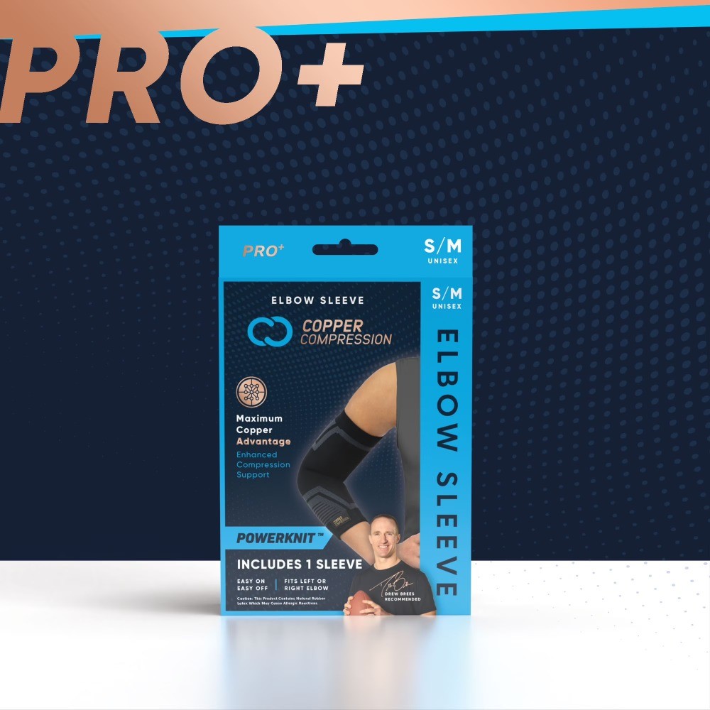 PRO+ Powerknit Performance Elbow Sleeve S/M: Compression for Tennis Elbow,