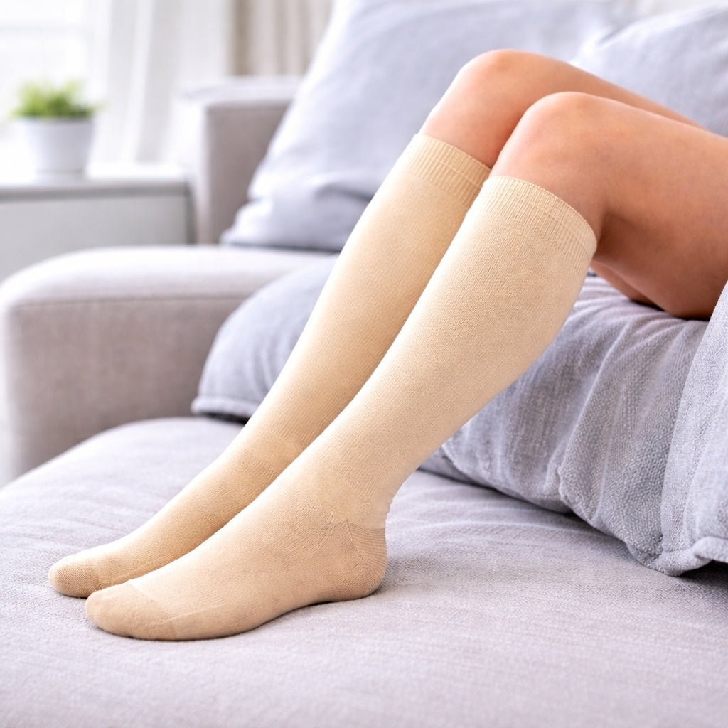 20–30 mmHg Unisex Knee High Compression Socks Skin Beige