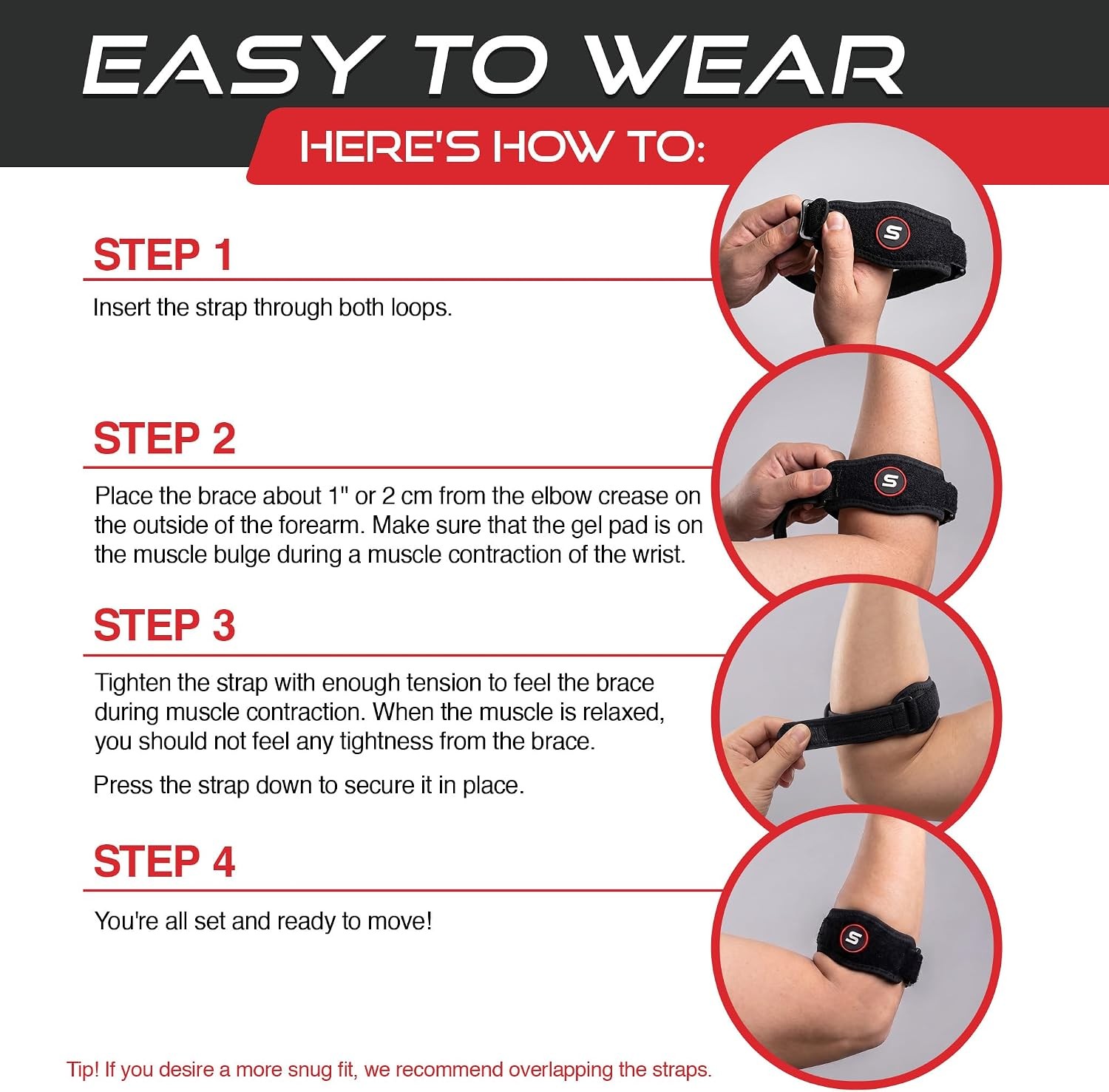 Sleeve Stars Tennis Elbow Brace for Men & Women, Elbow Brace for Tendonitis