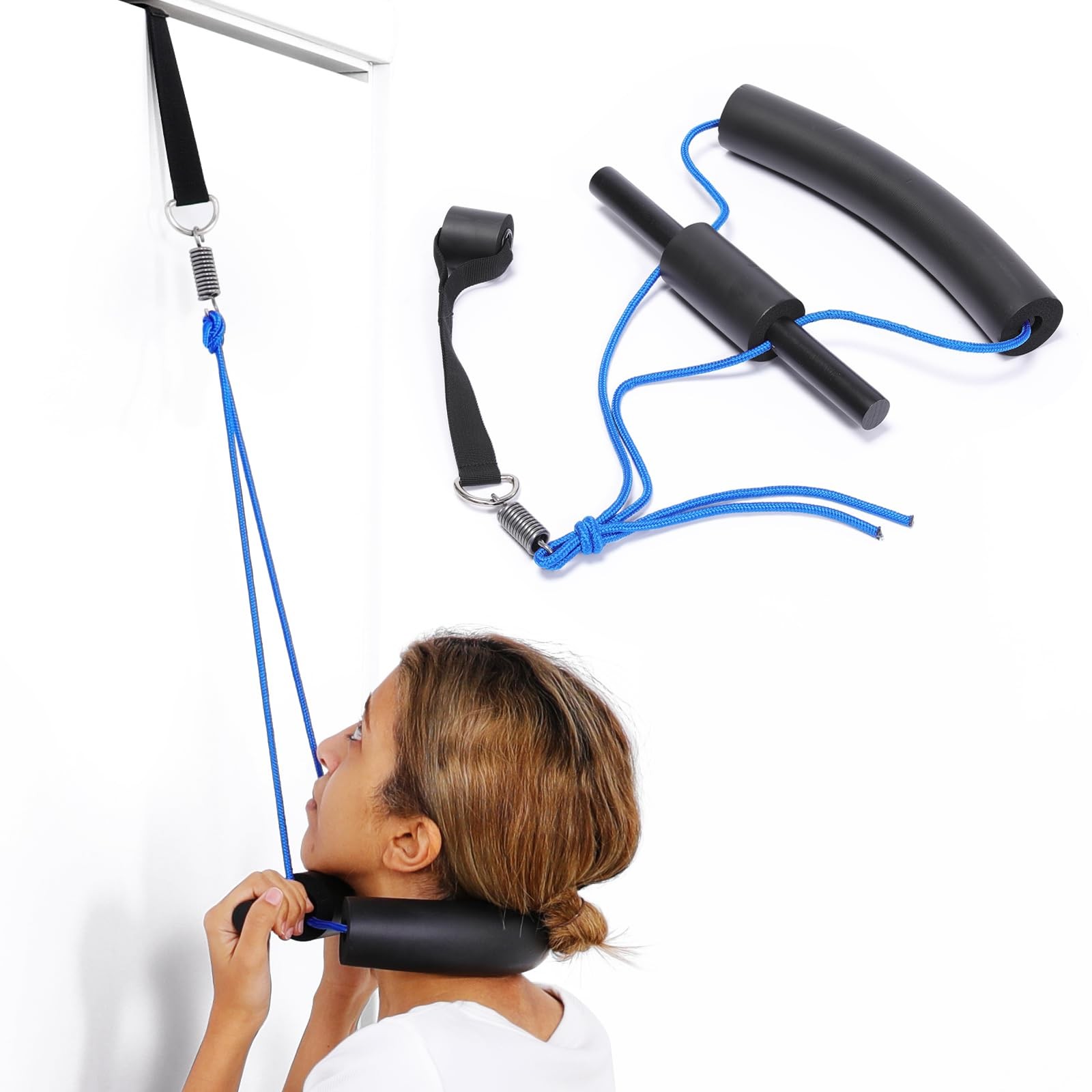 Cervical Neck Traction Device Over Door, Portable Neck Stretcher for Pain Relief