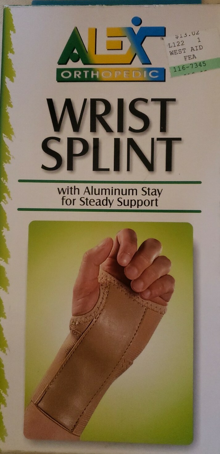 Wrist Splint With Aluminum Stay For Steady Support. Left Wrist. Size Small