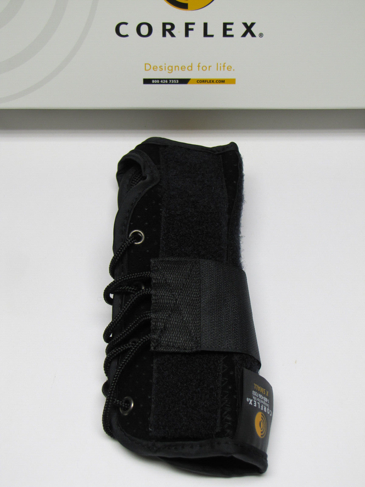 Corflex 8″ Suede Wrist Lacer Splint Brace Support w Thumb Wrap Left X-Small