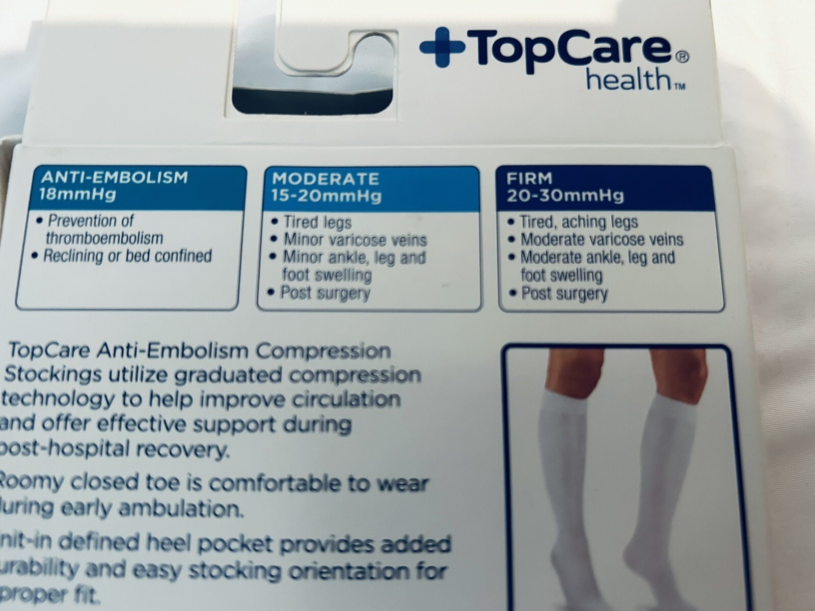 Anti-Embolism Compression Stockings M + TOP CARE Healt Made In U S A🇺🇸18mmhg
